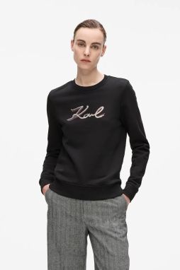 Mikina Karl Lagerfeld čierna farba, s nášivkou, A4W20041