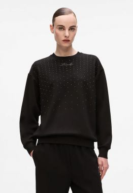 Mikina Karl Lagerfeld čierna farba, s nášivkou, A4W20038