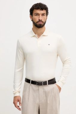 Bavlnené tričko s dlhým rukávom Tommy Hilfiger béžová farba, jednofarebná, MW0MW37317
