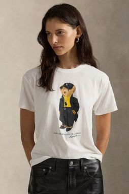 Bavlnené tričko Polo Ralph Lauren dámske, biela farba, 211A87615