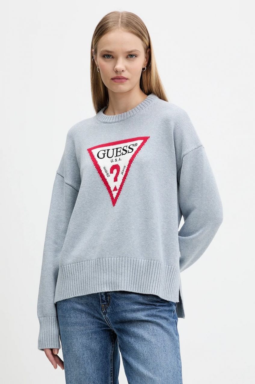 Bavlnený sveter Guess Jeans čierna farba, ľahké, W4BR12 Z3HM1