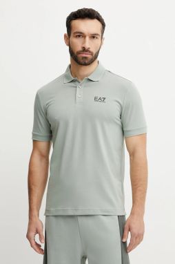 Polo tričko EA7 Emporio Armani pánske,, zelená farba, s potlačou, PJVQZ.8NPF14