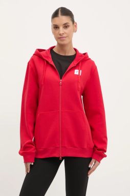 Mikina EA7 Emporio Armani červená farba, s kapucňou, s potlačou, AF12116.7X000044