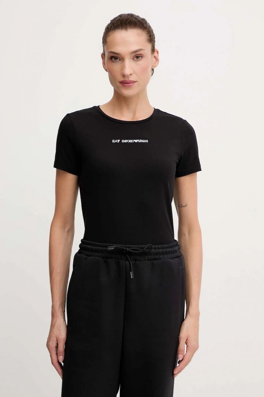 Tričko EA7 Emporio Armani dámske, čierna farba, AF12115.7W000798