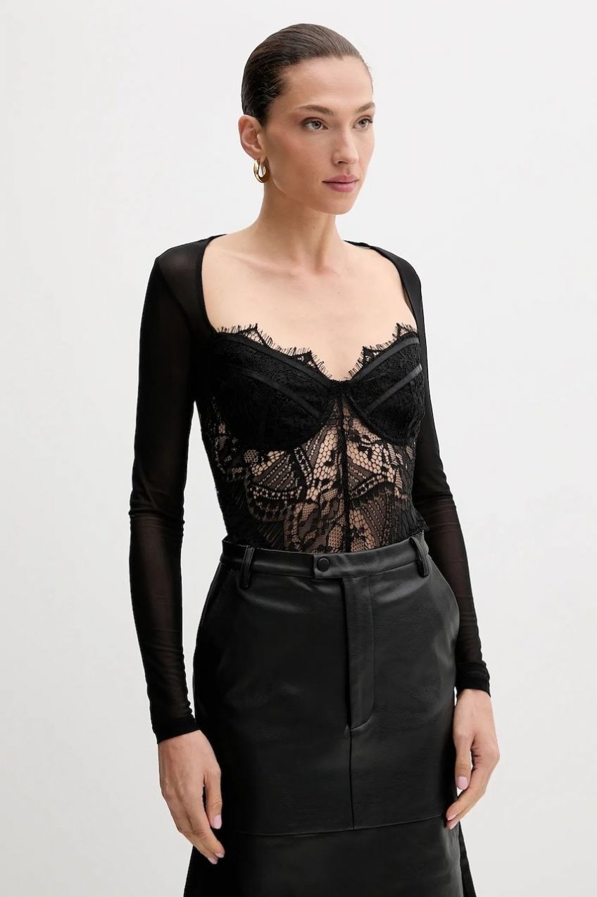 Body Bardot čierna farba, vzorované, 51150TB3