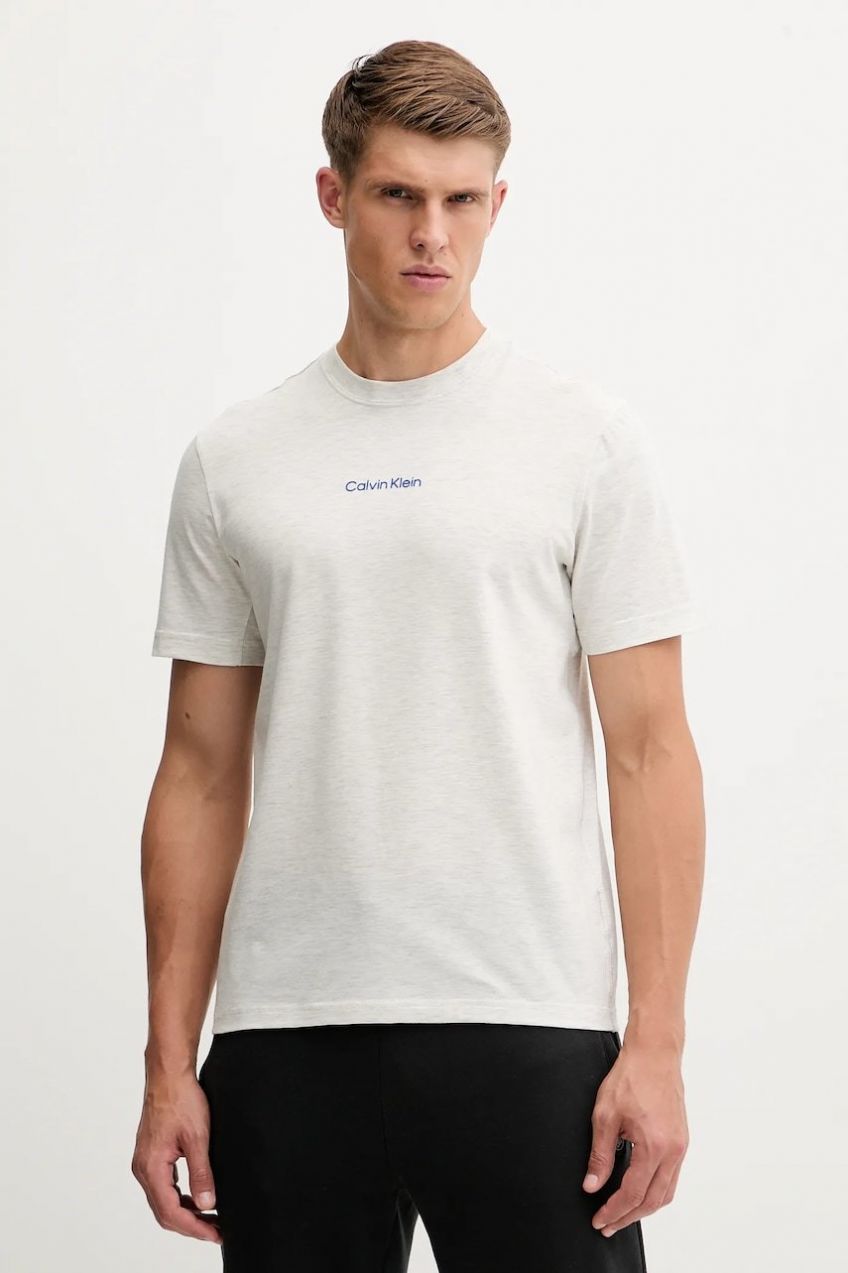 Tričko Calvin Klein Performance pánske, šedá farba, s nášivkou, LVGMF5K100