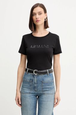 Bavlnené tričko Armani Exchange dámske, čierna farba, XW001376 AF10356