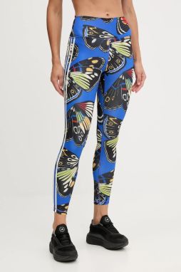 Tréningové legíny adidas Performance x Farm Rio modrá farba, vzorované, JL8628