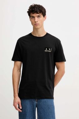 Bavlnené tričko Armani Exchange pánske, čierna farba, s potlačou, XM001911 AF10356