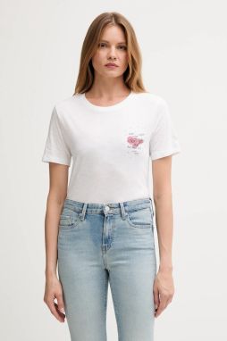 Bavlnené tričko Pepe Jeans dámske, biela farba, PL5000021