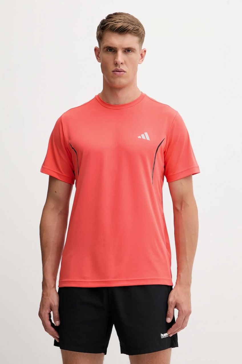 Tričko adidas Performance Tech App pánske, oranžová farba, s potlačou, JZ8494