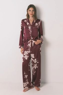 Pyžamo women'secret dámske, bordová farba, saténové, 2542459