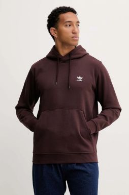 Mikina adidas Originals Essentials hnedá farba, s kapucňou, jednofarebná, HY2083