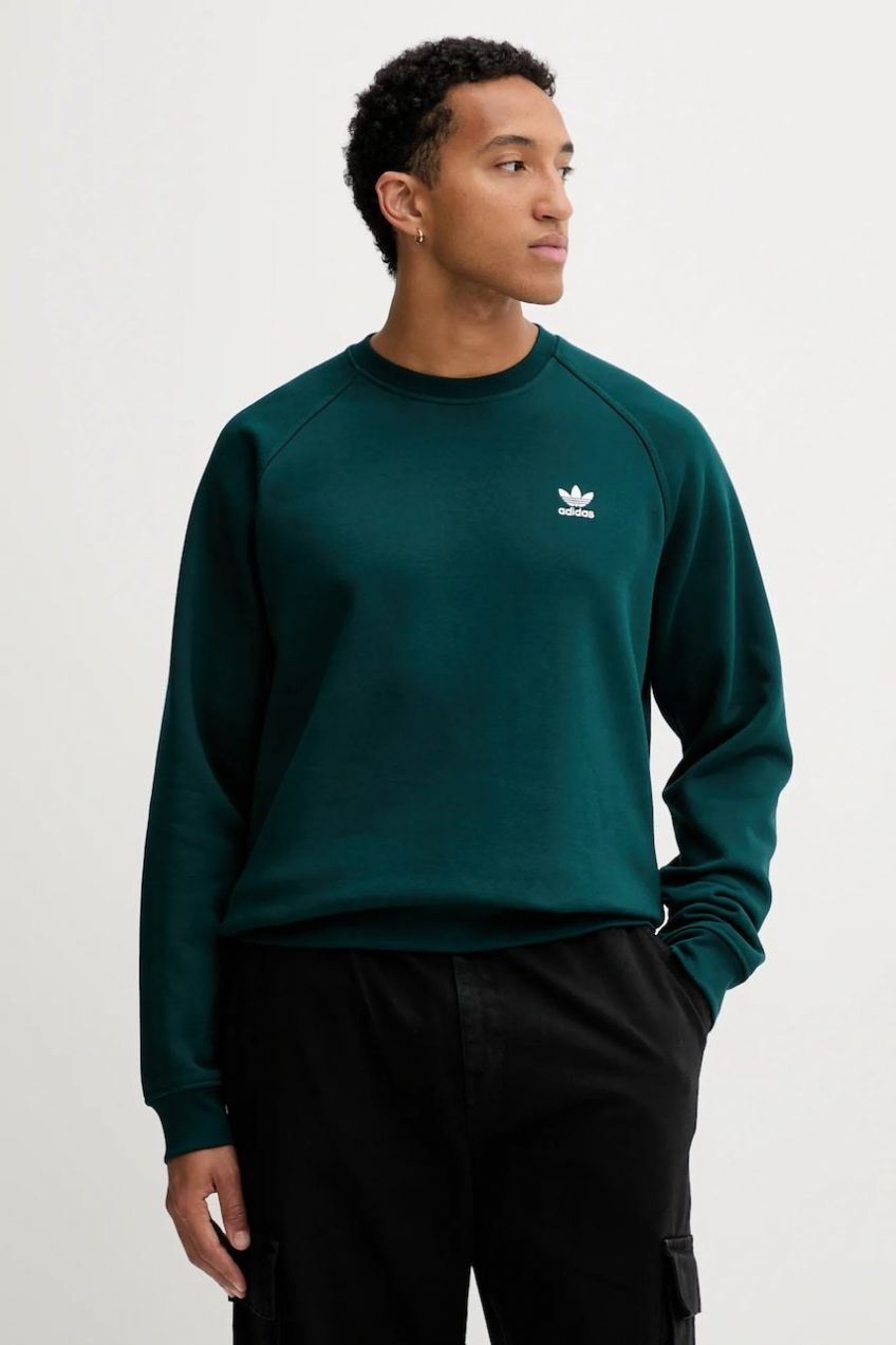 Mikina adidas Originals Essentials zelená farba, s nášivkou, HY2081