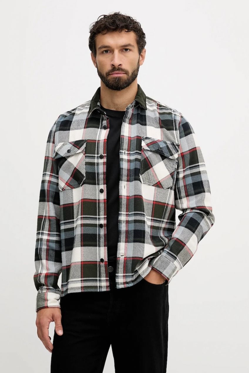 Bavlnená košeľa Barbour GRASMOOR zelená farba, voľný strih, s klasickým golierom, MSH5646