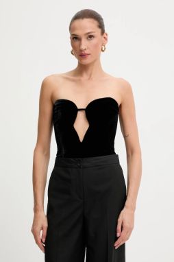 Zamatové body Bardot čierna farba, jednofarebná, 58787TB