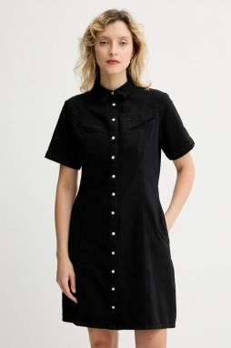 Rifľové šaty Levi's čierna farba, mini, rovný strih, 001HR