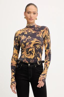 Sveter Versace Jeans Couture hnedá farba, ľahké, s rolákom, 79HAFM04 CMN04