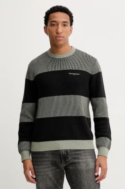 Bavlnený sveter Tommy Jeans zelená farba, DM0DM22110