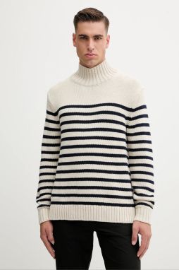 Bavlnený sveter Tommy Hilfiger béžová farba, s polorolákom, MW0MW41320