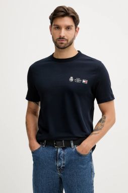 Bavlnené tričko Tommy Hilfiger pánske, tmavomodrá farba, jednofarebná, MW0MW40011