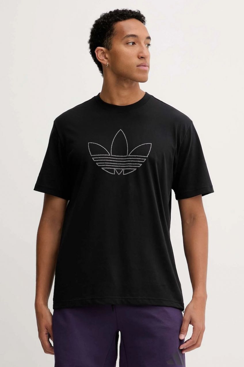 Bavlnené tričko adidas Originals Studded pánske, čierna farba, s nášivkou, JY2806
