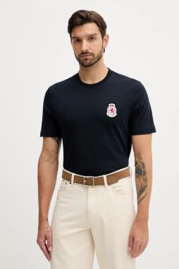 Bavlnené tričko Tommy Hilfiger pánske, tmavomodrá farba, s nášivkou, MW0MW40024