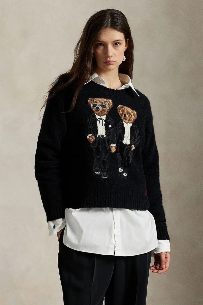 Sveter s prímesou vlny Polo Ralph Lauren čierna farba, 211978619