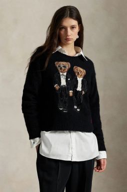 Sveter s prímesou vlny Polo Ralph Lauren čierna farba, 211978619