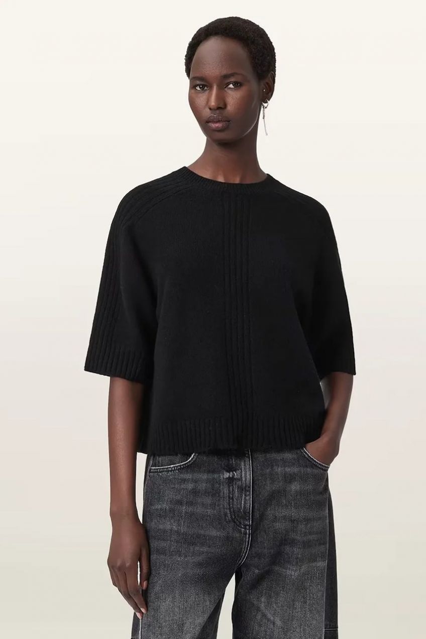 Sveter AllSaints NIX čierna farba, W030KD