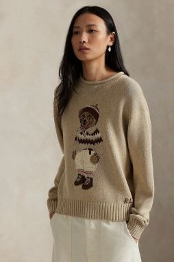 Sveter s prímesou vlny Polo Ralph Lauren béžová farba, 211978315