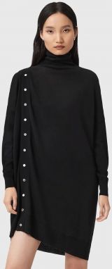 Vlnené šaty AllSaints UMI čierna farba, mini, priliehavé, W071DD