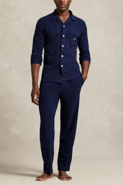 Bavlnené pyžamo Polo Ralph Lauren tmavomodrá farba, jednofarebné, 714P01952