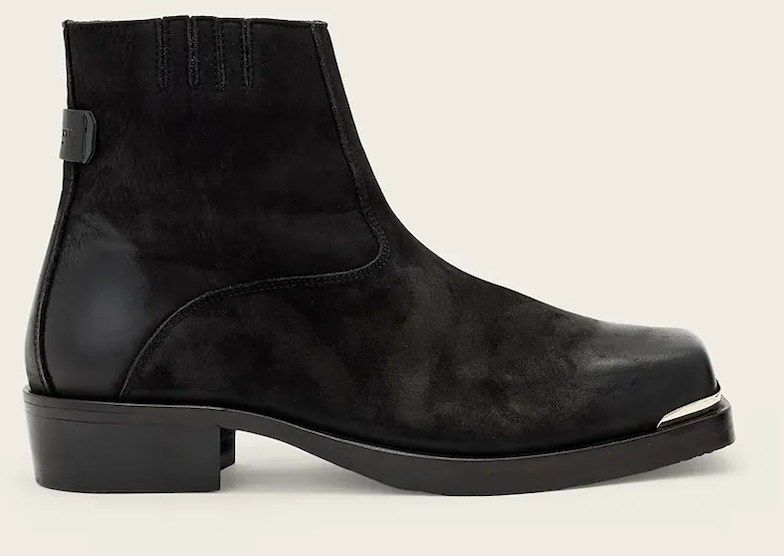 Kožená obuv AllSaints ORLA TOE CAP BOOT čierna farba, M033FD