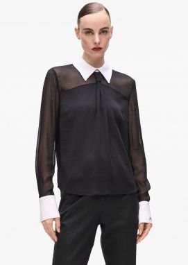 Blúzka Karl Lagerfeld čierna farba, jednofarebná, A4W11008