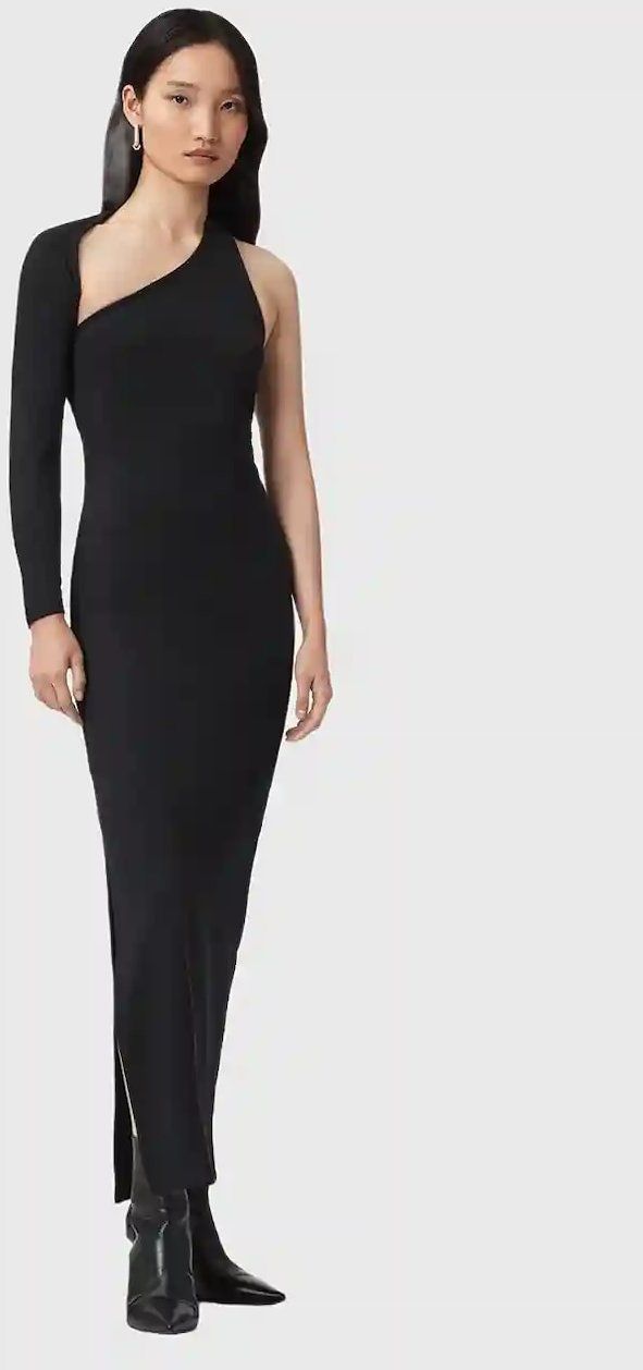 Šaty AllSaints ARI čierna farba, maxi, priliehavé, W074DD