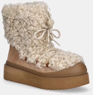 Snehule Tory Burch Mellow Shearling Lace Up Boot béžová farba, 170577.200