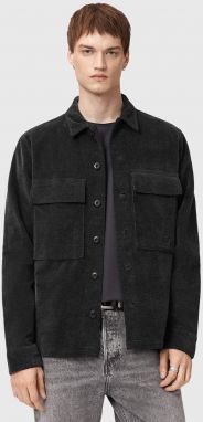Košeľa AllSaints HAWKER čierna farba, voľný strih, M017SD