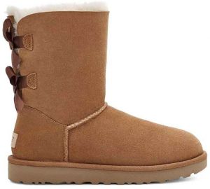 Topánky UGG Classic Bailey Bow II dámske, hnedá farba, na plochom podpätku, zateplené, 1016225-CHE