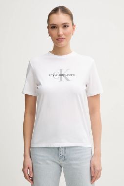 Bavlnené tričko Calvin Klein Jeans dámske, biela farba, LV047B863G