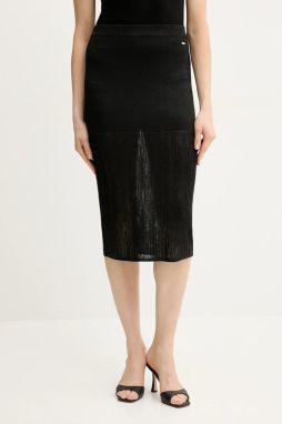 Sukňa Armani Exchange čierna farba, midi, rovný strih, XW000113 AF11957