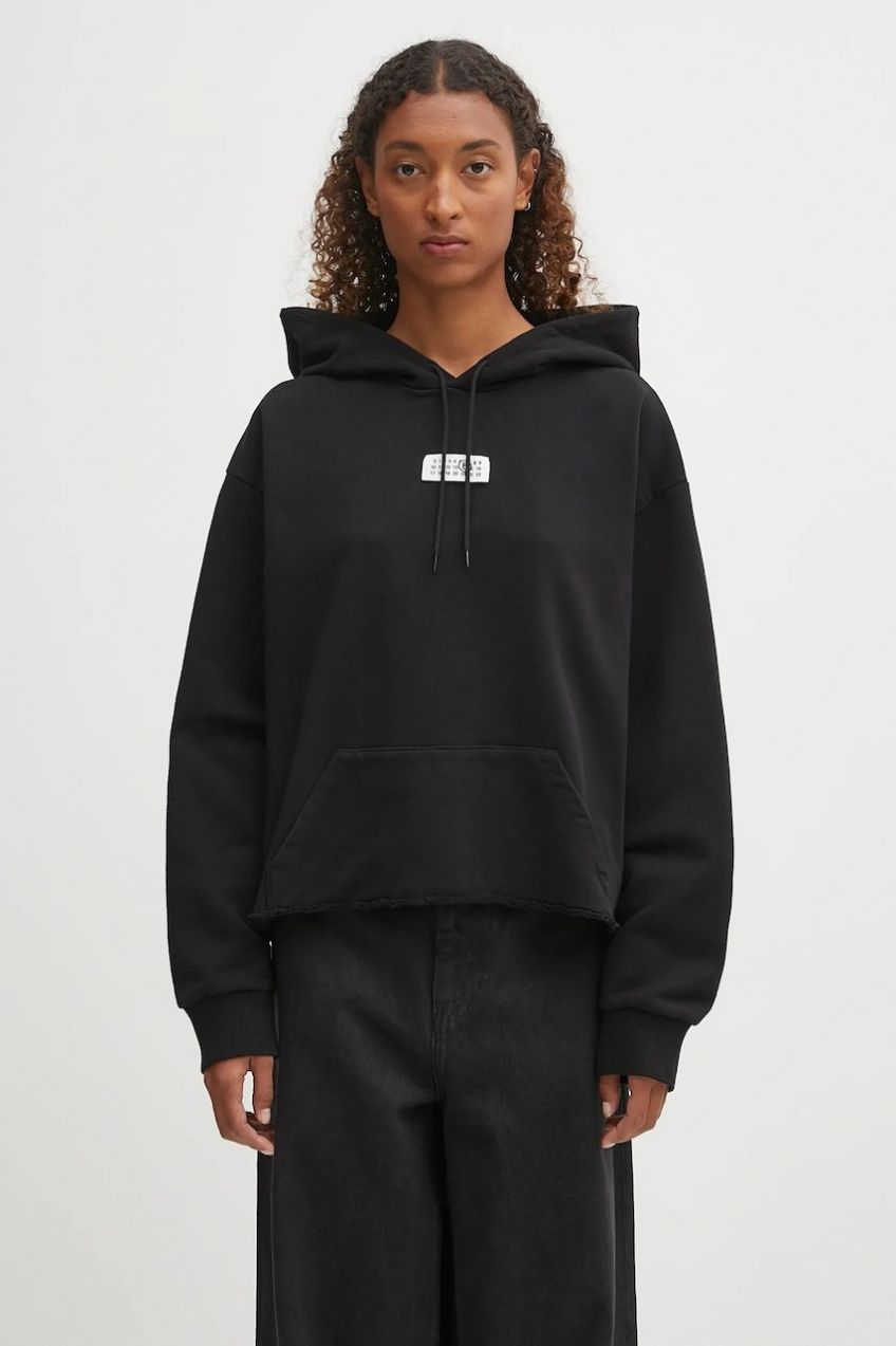 Bavlnená mikina MM6 Maison Margiela x MM6 Wardro čierna farba, s kapucňou, jednofarebná, S52GU0234.M25025.900