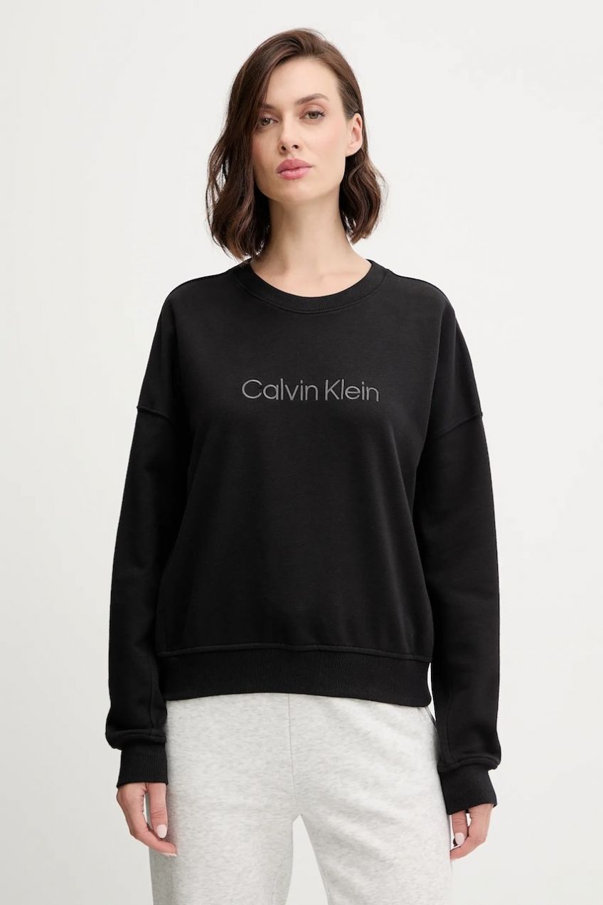 Mikina Calvin Klein Underwear čierna farba, s nášivkou, LV00QS7514