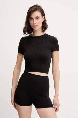 Tričko Calvin Klein Underwear dámske, čierna farba, LV00QS7546