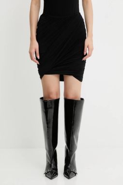Kašmírová sukňa Rick Owens Lilies Luna čierna farba, mini, puzdrová, LI02E3309.JBWS