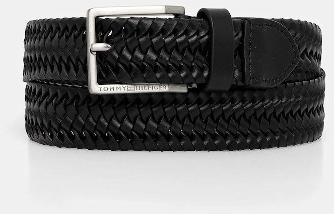Kožený opasok Tommy Hilfiger čierna farba, AM0AM13920