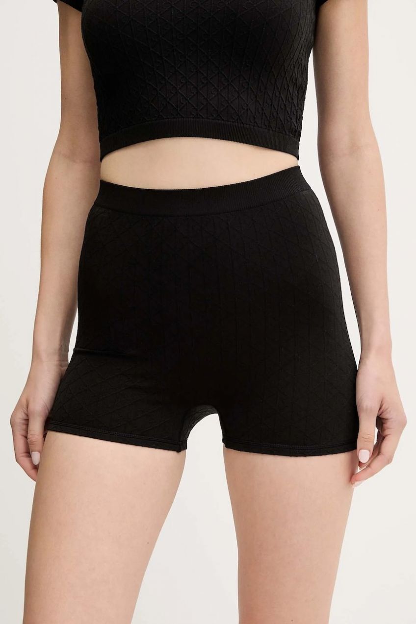 Šortky Calvin Klein Underwear čierna farba, jednofarebná, vysoký pás, LV00QS7547