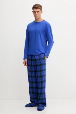 Pyžamo Tommy Hilfiger pánske, modrá farba, vzorované, UM0UM03601