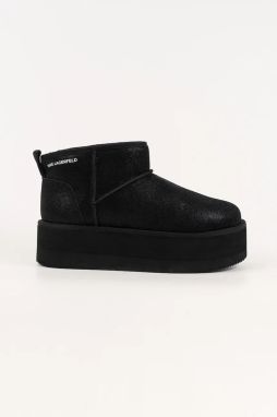 Semišové snehule Karl Lagerfeld THERMO čierna farba, KL48523