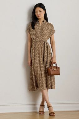 Šaty Lauren Ralph Lauren hnedá farba, midi, áčkový strih, 200979615